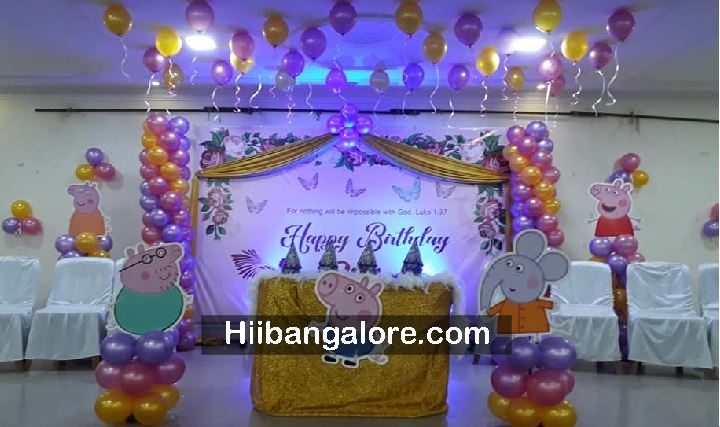 Premium Peppa Pig Theme Birthday Decoration Bangalore Catering