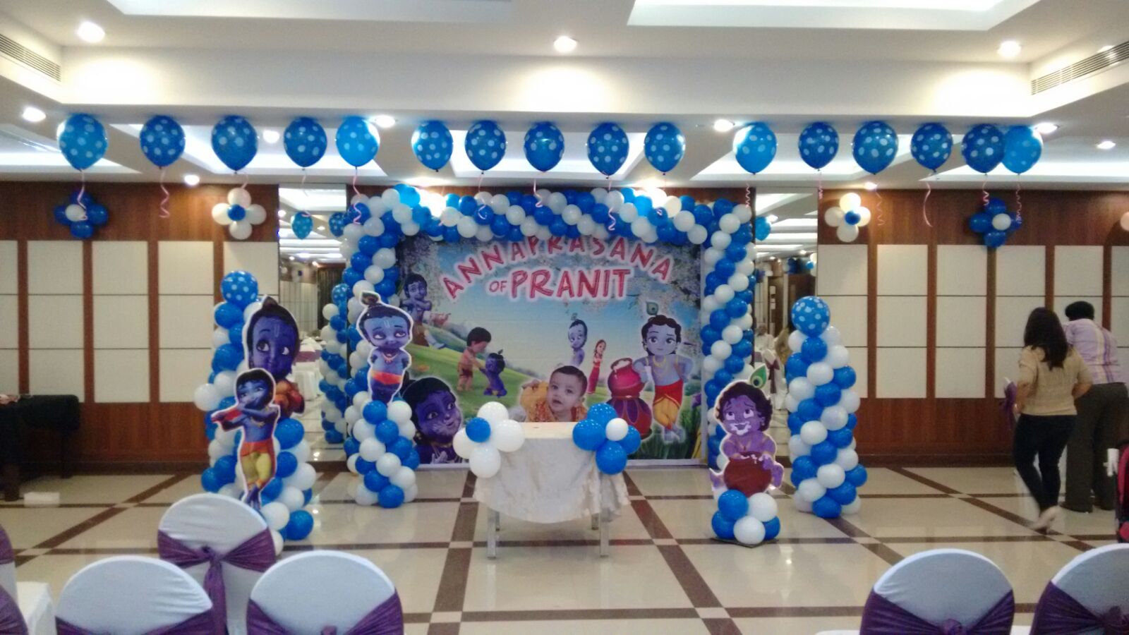 Little krishna theme banner birthday party balloon decorators Bangalore