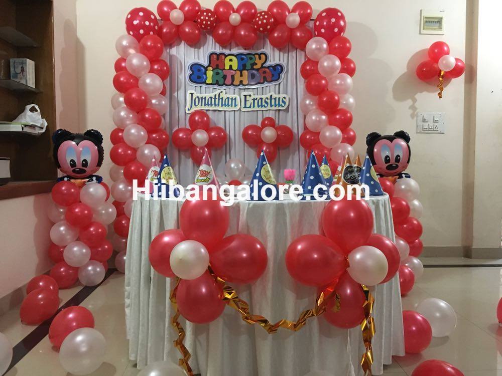Mickey mouse theme balloon decorators for home Bangalore