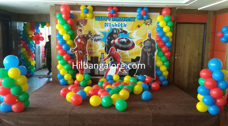 Avengers theme banner birthday party balloon decorators Bangalore