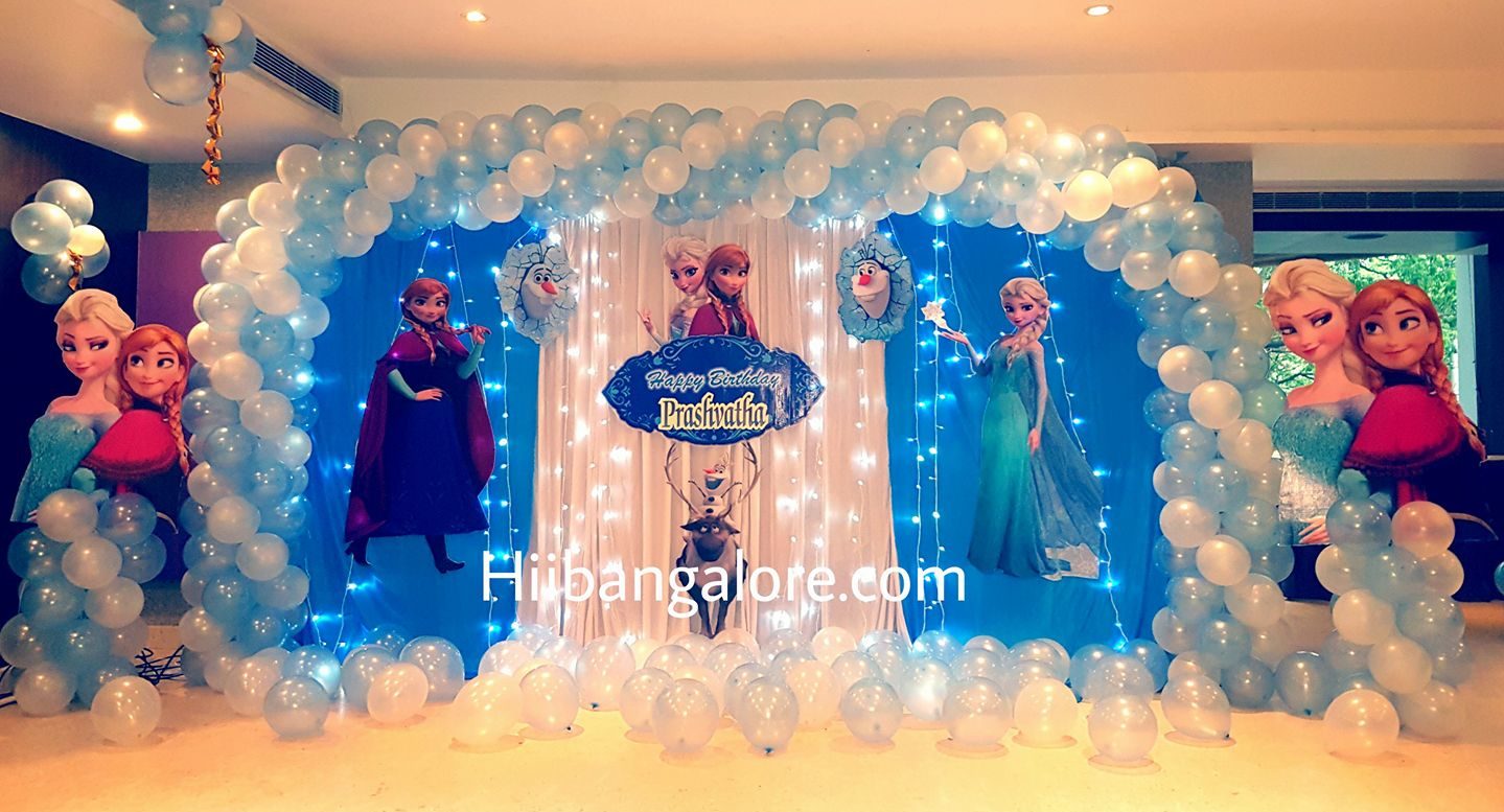 Frozen theme birthday party balloon decorators Bangalore