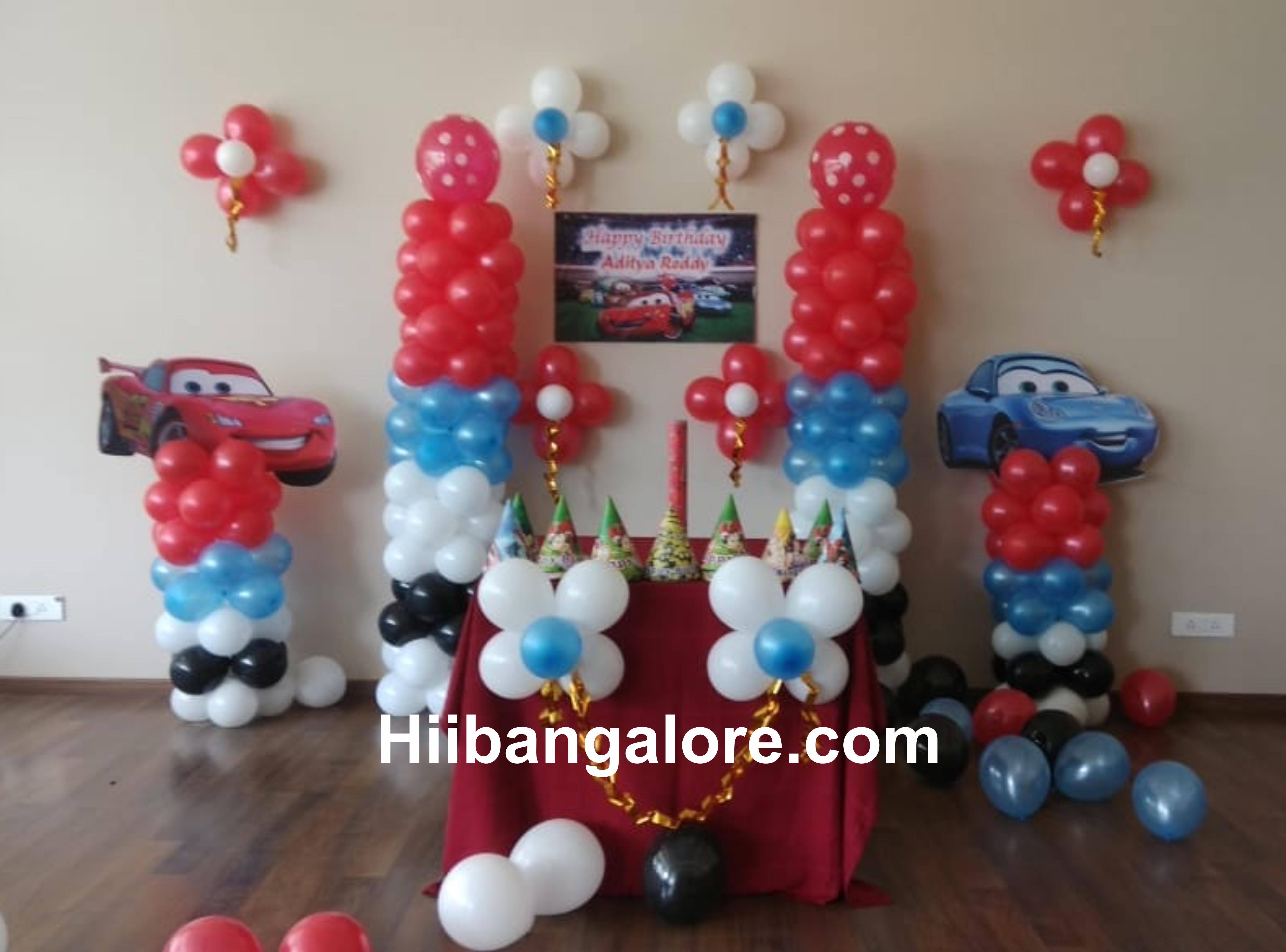 Simple cars theme balloon decorators Bangalore