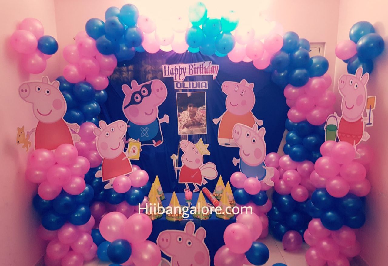 Peppa pig birthday party balloon decorators Bangalore