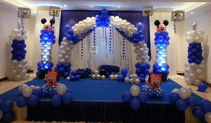 Mickey mouse theme blue balloon decorators Bangalore