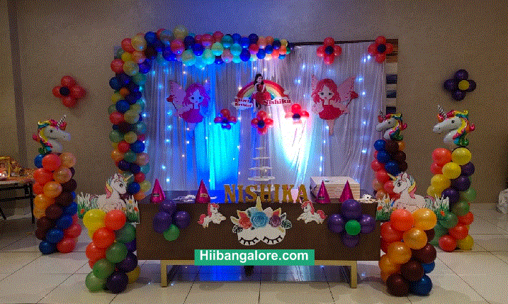 Unicorn theme birthday decorators Bangalore