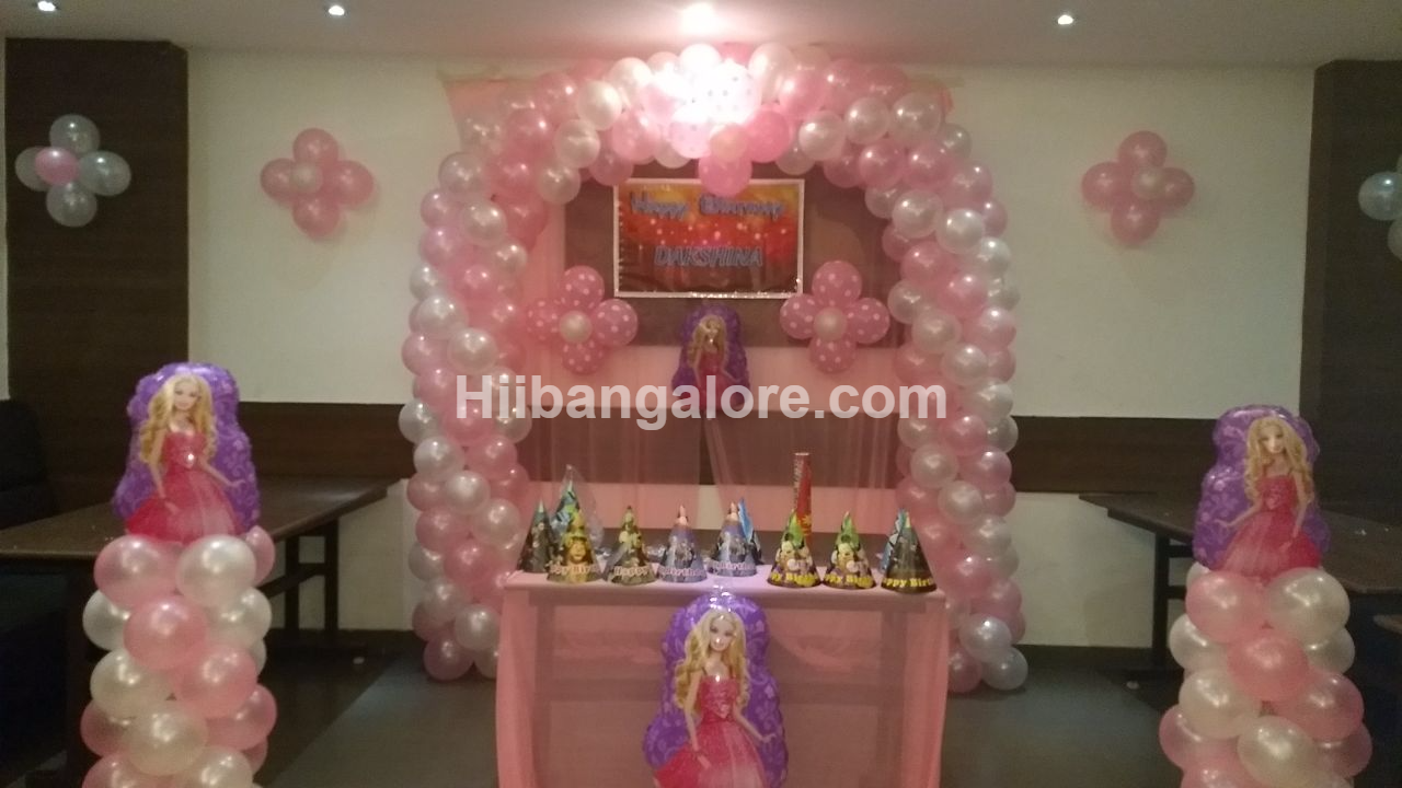 Basic barbie theme balloon decorators Bangalore