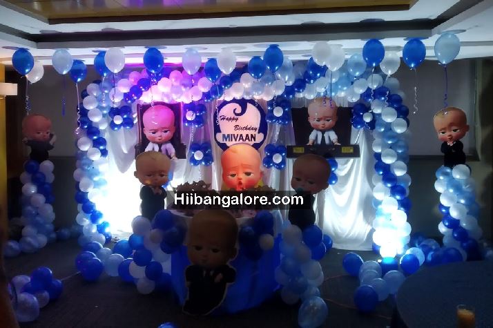 Boss baby theme birthday party balloon decorators Bangalore
