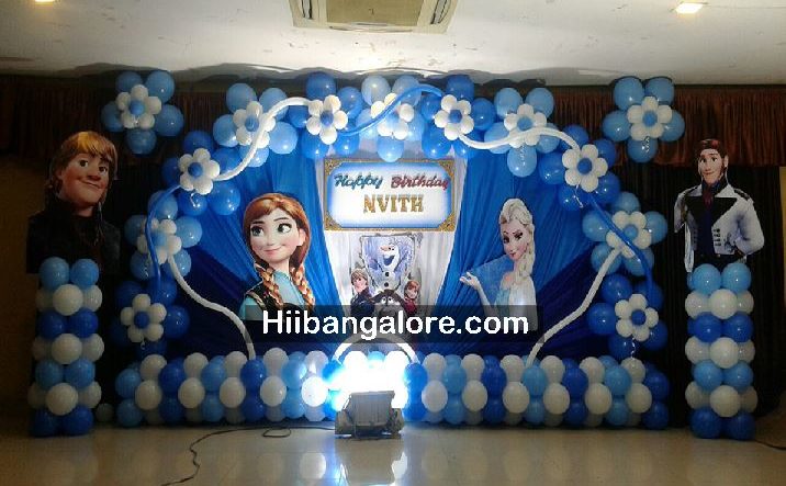Frozen Elsa & Anna theme birthday party balloon decorators Bangalore