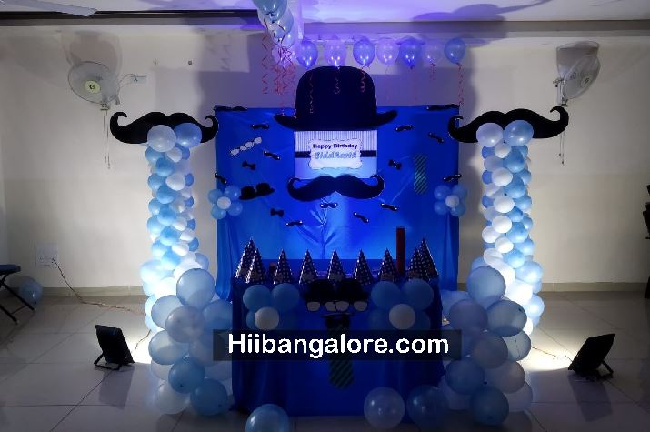 Little man theme birthday balloon decorators Bangalore