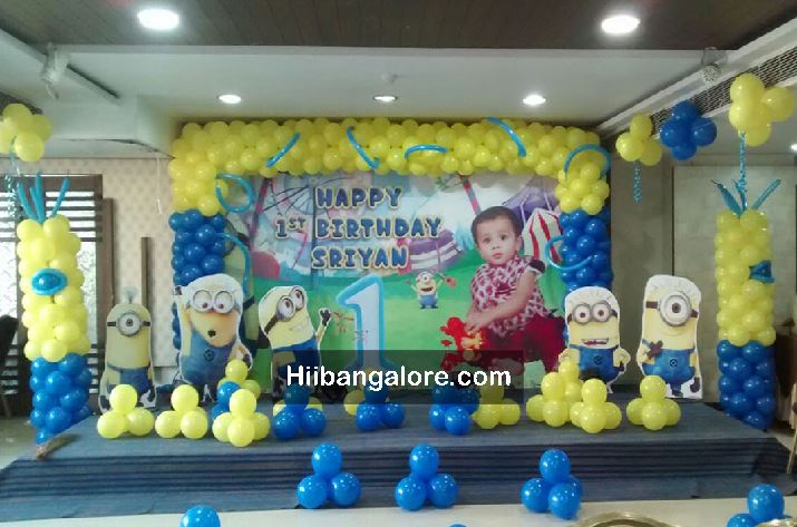 2d Minions theme birthday decoration Bangalore