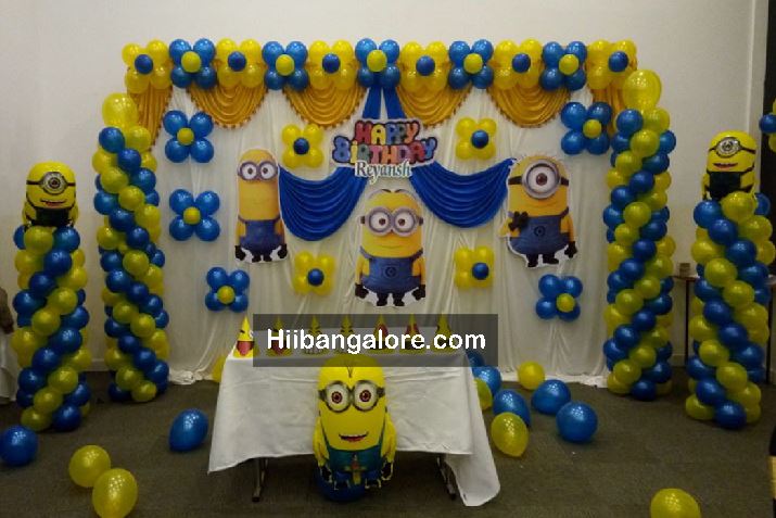 Minions theme birthday party balloon decoration Bangalore