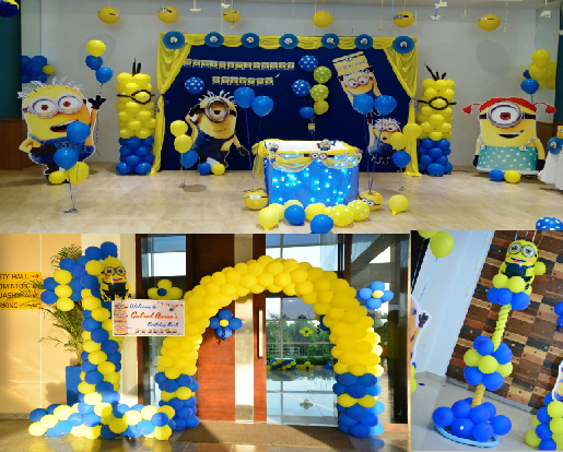 Minions theme customized balloon decoration Bangalore