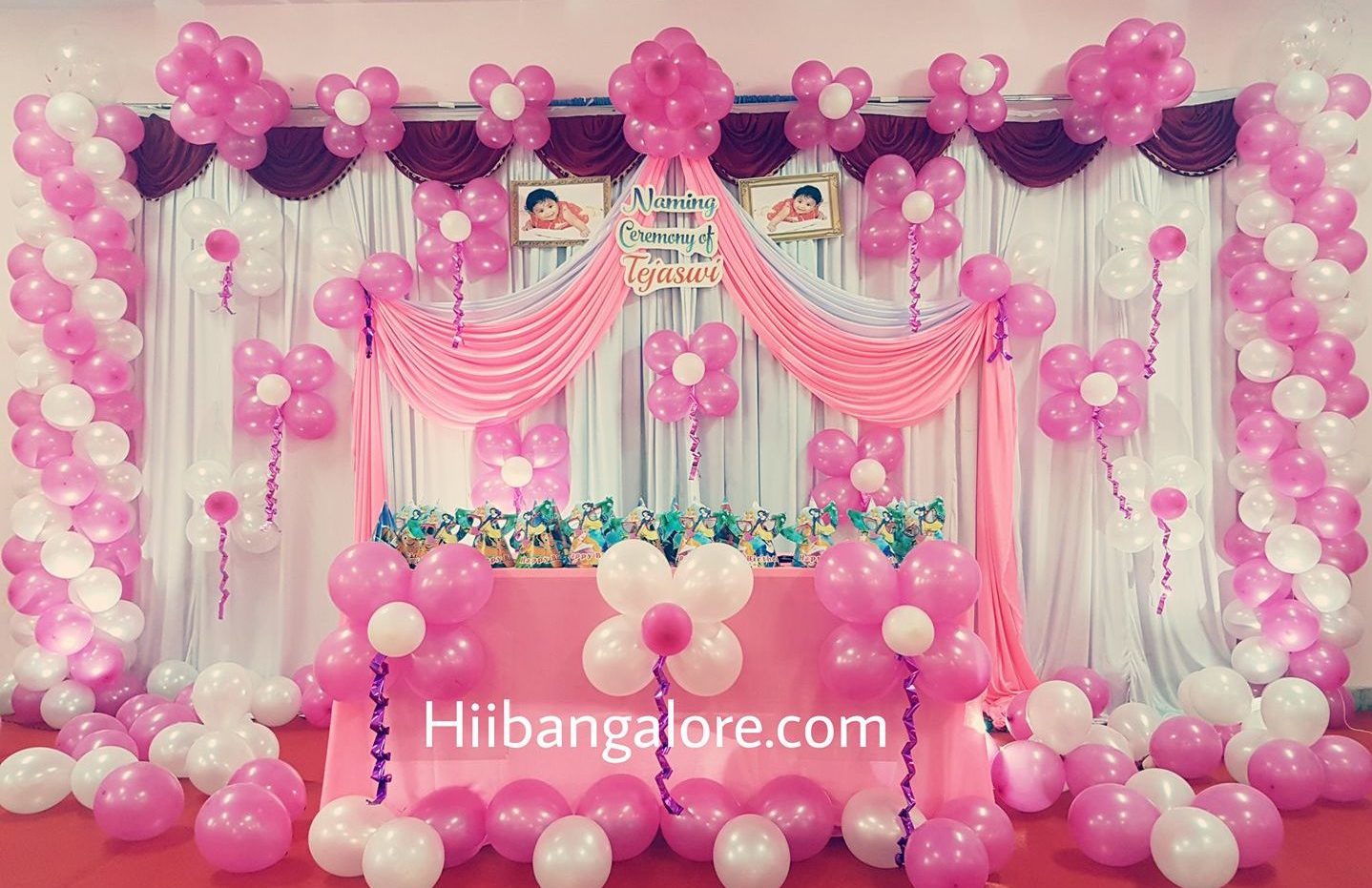 Girl baby birthday party balloon decorators Bangalore