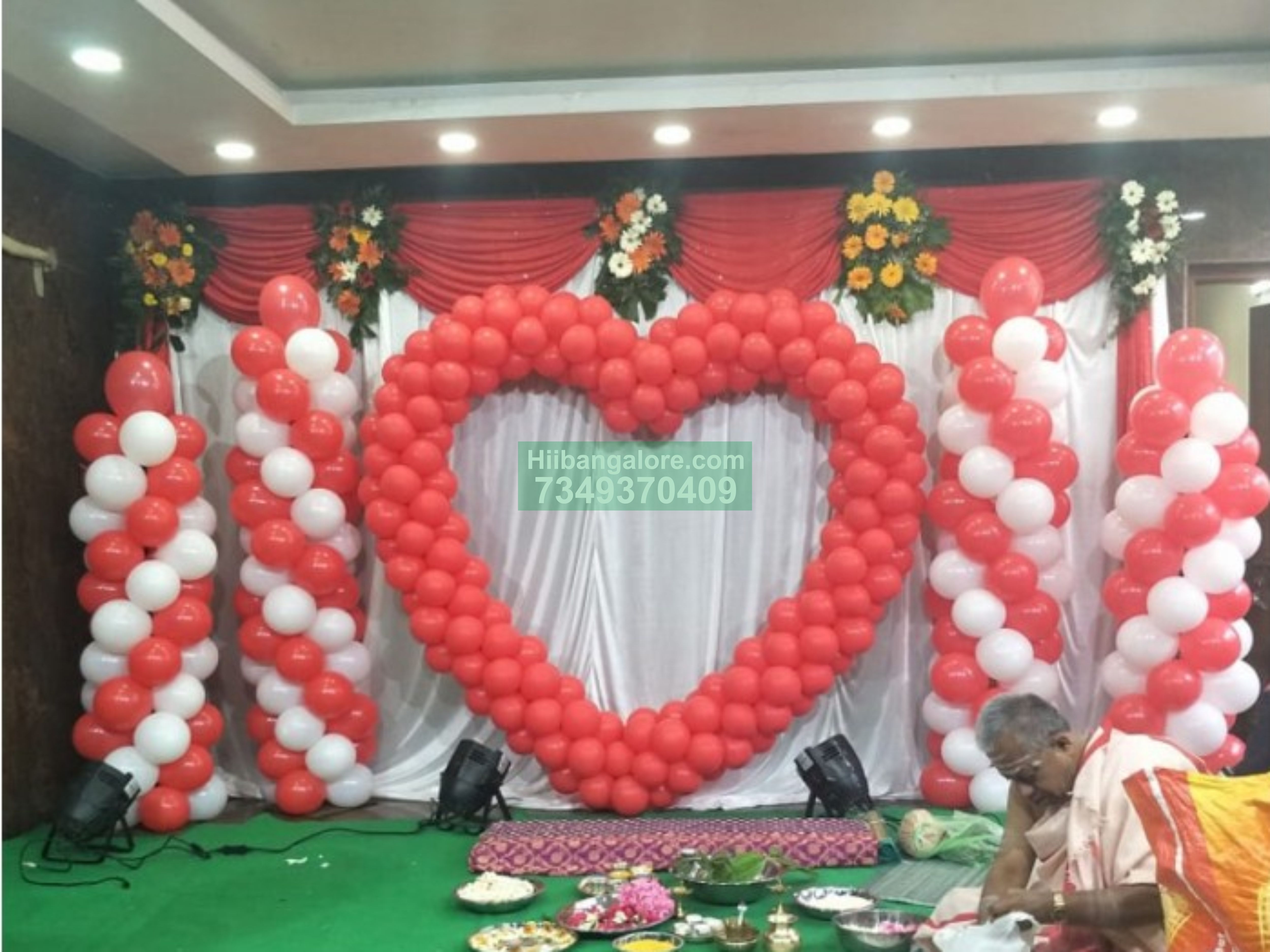 Heart shape balloon arc naming ceremony decoration Bangalore
