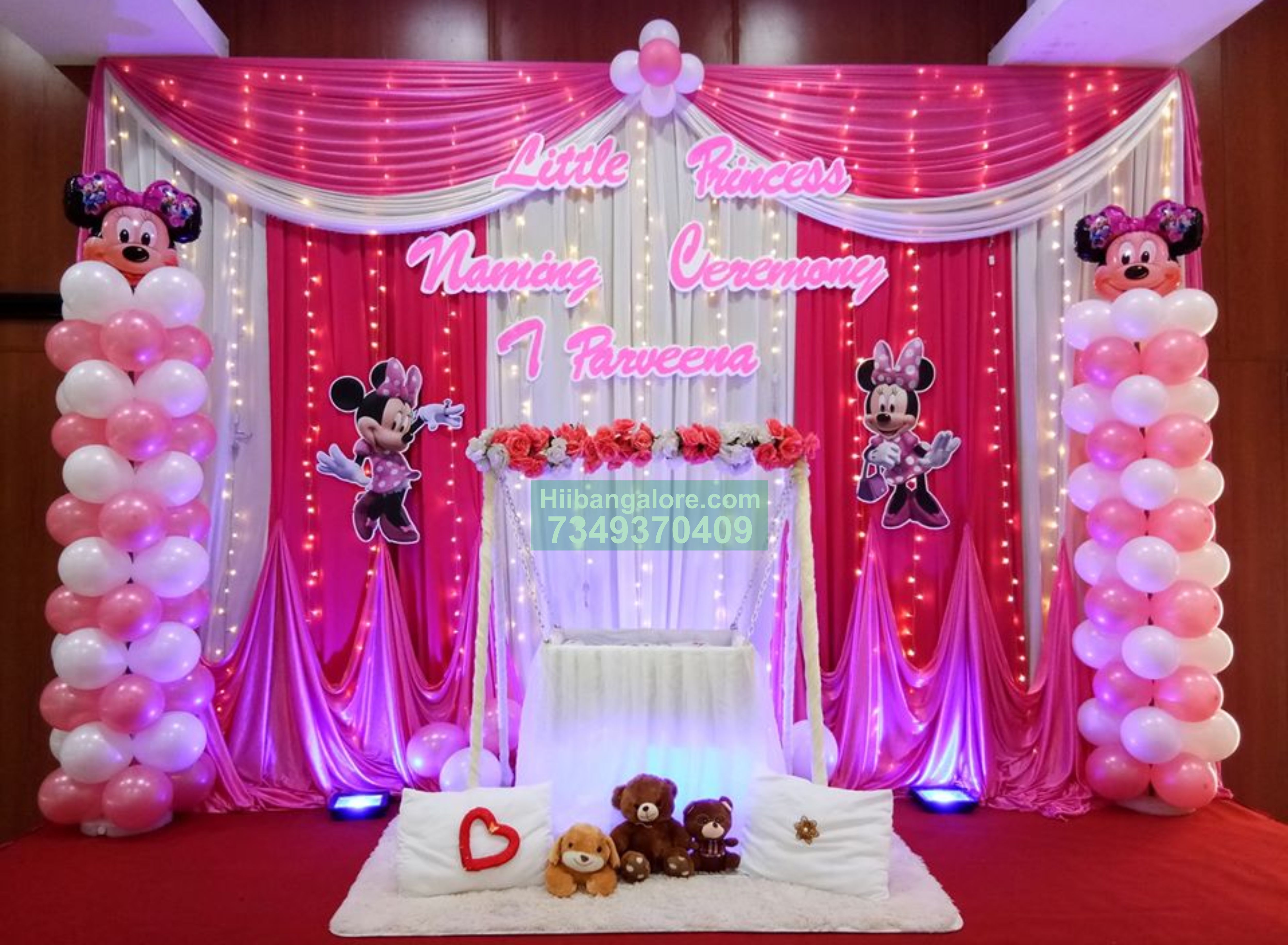 Minnie mouse theme naming ceremony decoration Bangalore