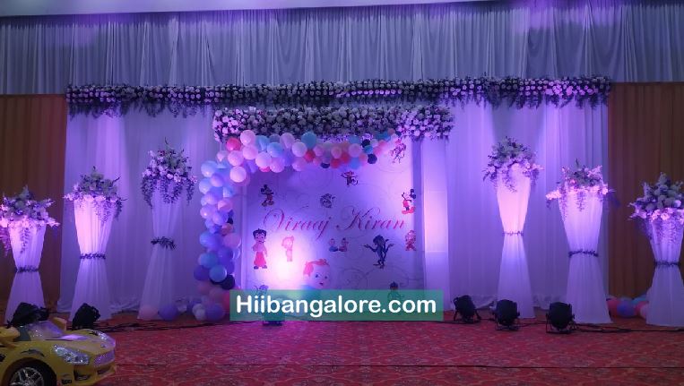 Naming ceremony banner with flowers decorators bangalore