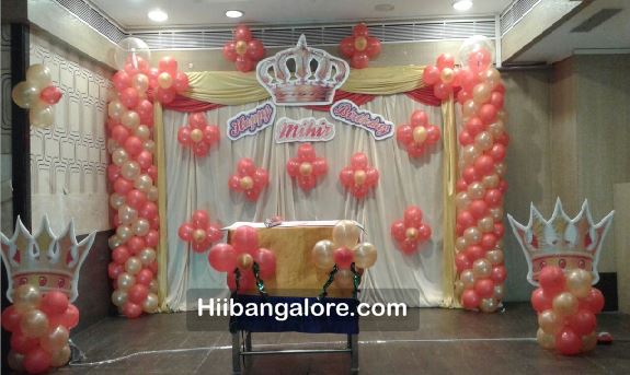 Simple prince crown theme balloon decoration bangalore