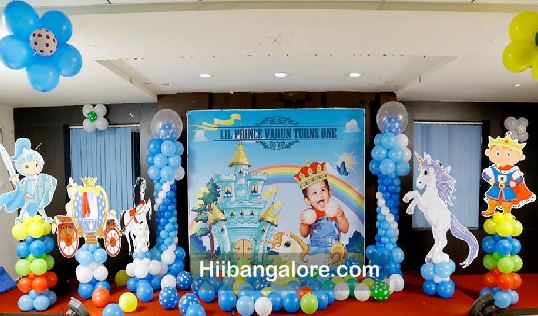 Unicorn prince palace theme balloon decorations bangalore