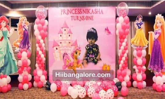 princess theme birthday banner with baby photo