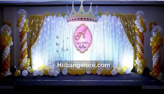 1st birthday party royal prince balloon decorations bangalore