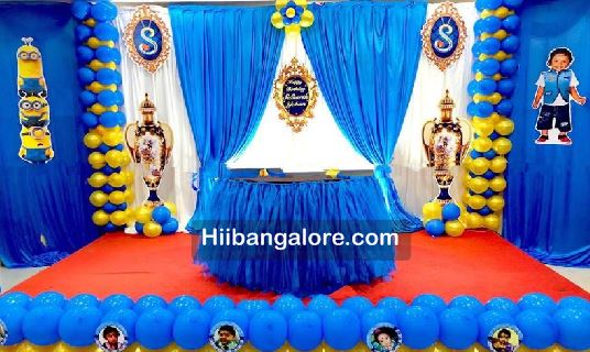 minion royal prince theme birthday party balloon decorations bangalore