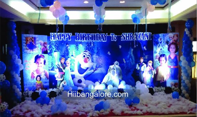 Colorfull Frozen theme balloon decoration bangalore