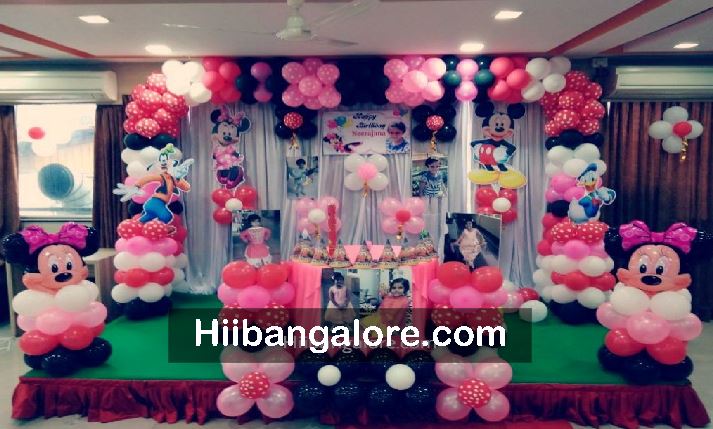 Baby girl mickey mouse theme birthday decoration bangalore
