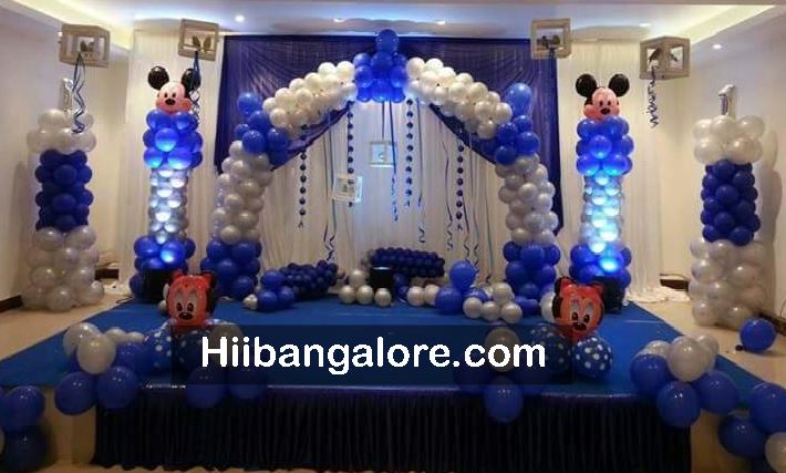 Blue colour mickey theme balloon decoration