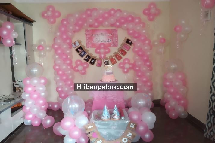 Simple girl baby Birthday balloon decorators Bangalore