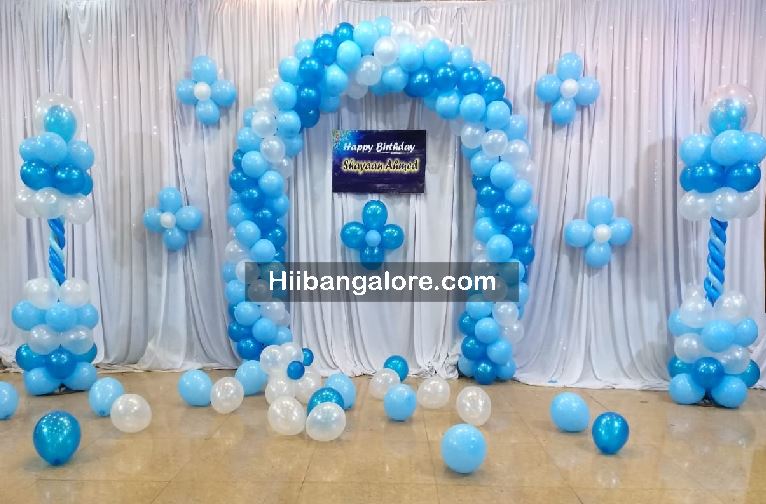 Simple blue balloon decorators Bangalore