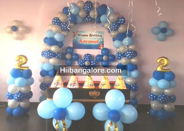 Second birthday party simple balloon decorators Bangalore