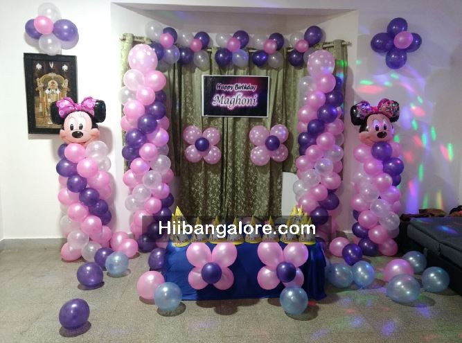 Pink and purple simple balloon decorators Bangalore