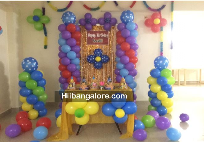 Simple multi color balloon decorators Bangalore