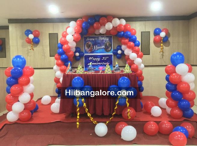 Red and white simple balloon decorators Bangalore