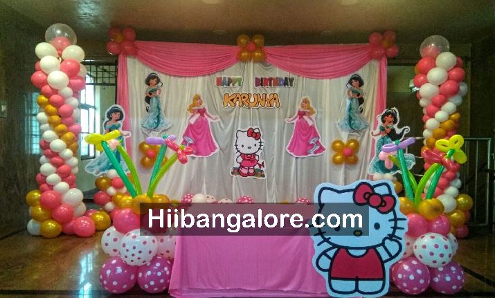 Hello kitty and disney princess theme balloon decoration bangalore