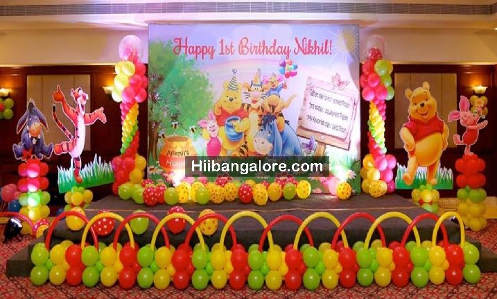 3D Winnie the pooh Birthday party theme decoration Bangalore