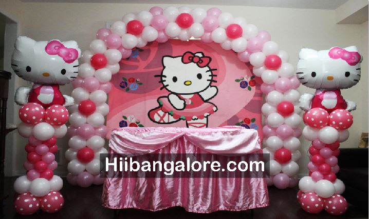 Cute hello kitty theme birthday party decoration bangalore