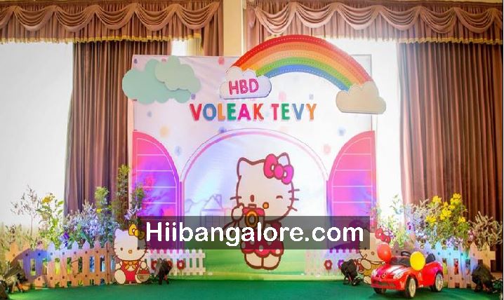 Rainbow theme hello kitty decoration bangalore