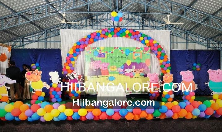 Colorfull peppa pig theme birthday party decoration Bangalore