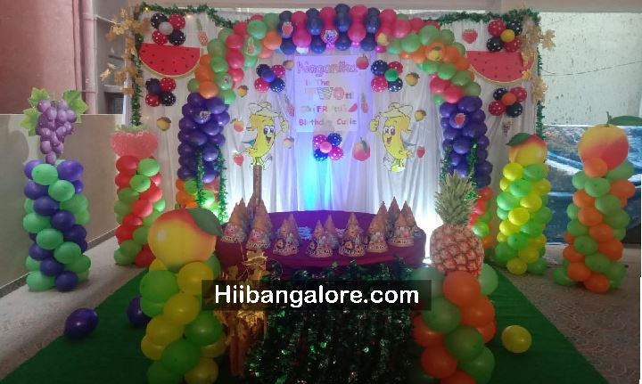Twotti Fruiti theme balloon decorators Bangalore
