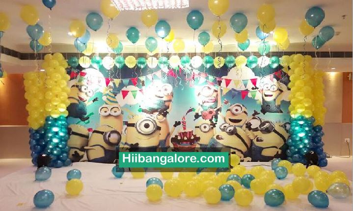 2d Minions theme birthday party decorators Bangalore