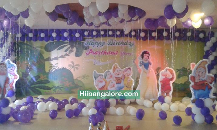 2d Snow white theme birthday party decorators Bangalore