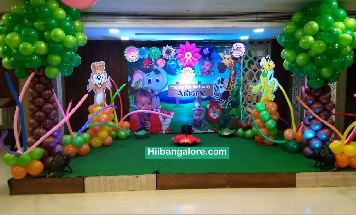 2d jungle animals theme birthday party decoration Bangalore - Best Birthday  Party Organisers, Balloon decorators, Birthday party Caterers in Bangalore