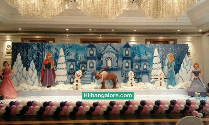 3D Frozen themed birthday party decorators Bangalore