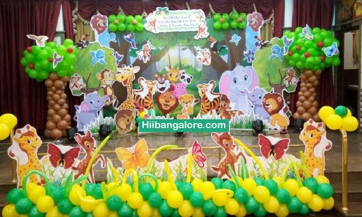 3D Jungle theme birthday party decorators Bangalore