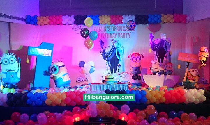 3D Minions theme birthday party decorators Bangalore