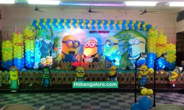3D Minions themed birthday party decorators Bangalore