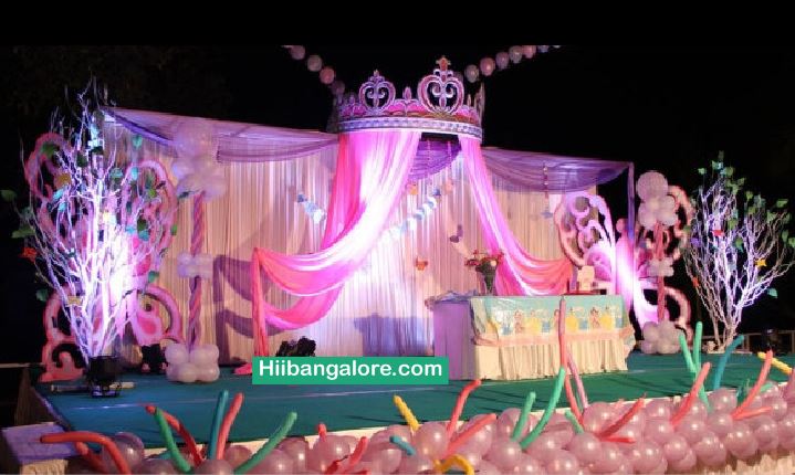3D Princess crown theme birthday party decorators Bangalore