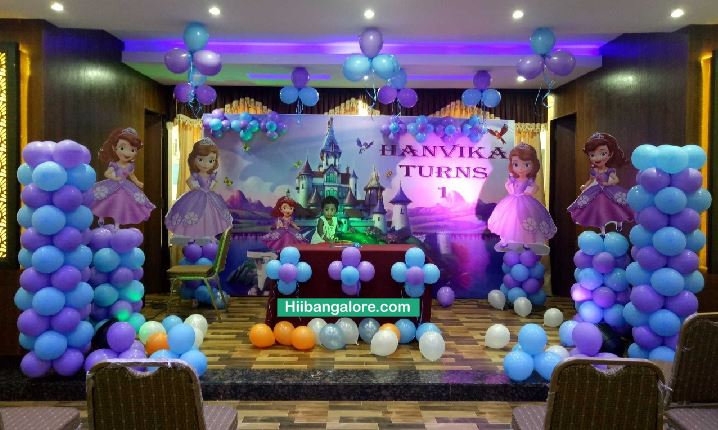 3D Sofia theme birthday party decorators Bangalore