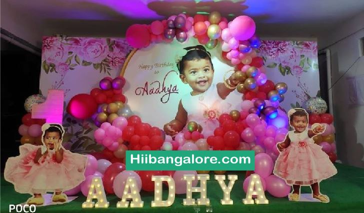 Baby girl theme premium birthday party balloon decorators Bangalore